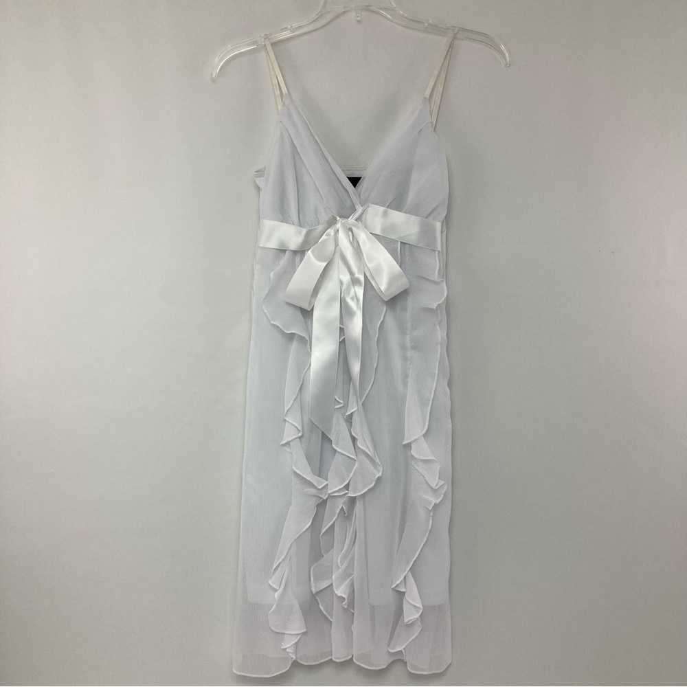 Ever Pretty White Ethereal Adjustable Spaghetti Strap Ruffle Sundress Size S